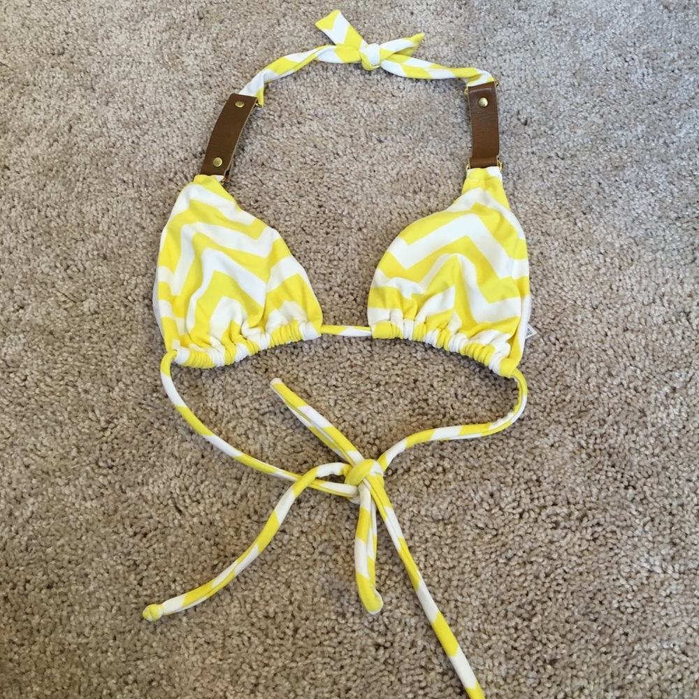 Paula Hermanny yellow and white Bathing suit top size Medium